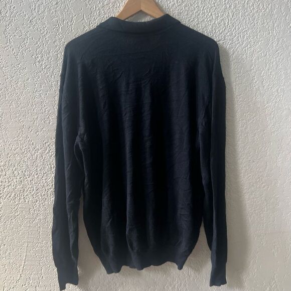 Sette Pronti Wool Collared Sweater Sz XXL Black Italy - Picture 2 of 9